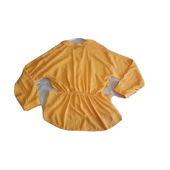 Womens Xl Blouse V-Neck Yellow Lightweight Cutout Detail Bold Elements - Picture 2 of 11